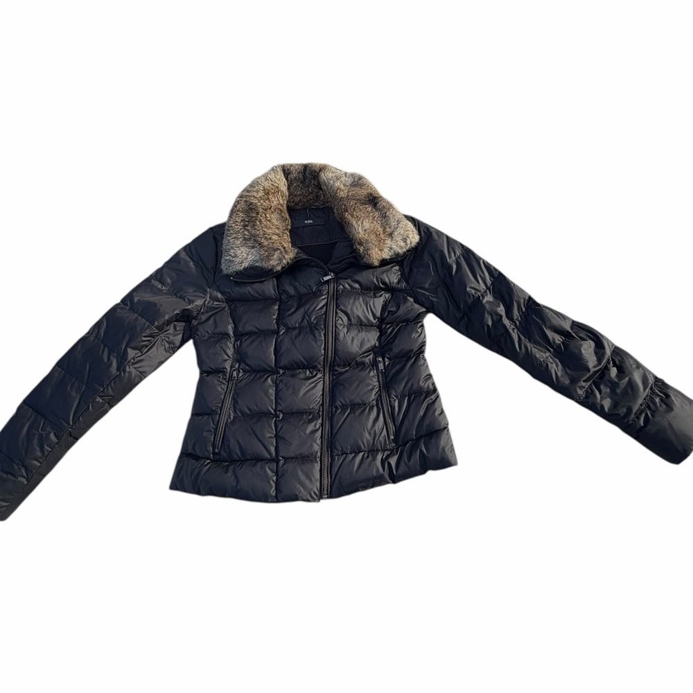 Tumi real rabbit fur puffer black jacket small